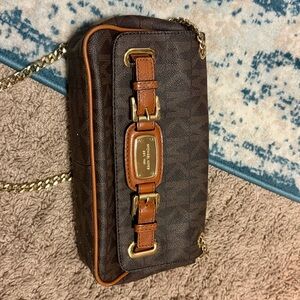 Michael Kors Brown Crossbody Bag with Gold Accents